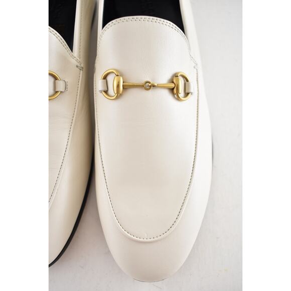 Gucci Brixton Collapsible Mystic White Leather Horsebit Slipper Flat Loafer 41.5 - Picture 10 of 16